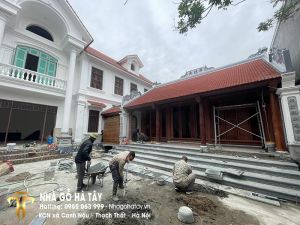 Hoàn thiện 3 gian nhà thờ, nhà cầu, mái cổng gỗ tại Hà Nội