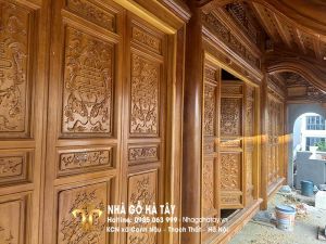 Nhà gỗ 3 gian gỗ mít Nam Mỹ 22 cột tại Thanh Trì - Hà Nội